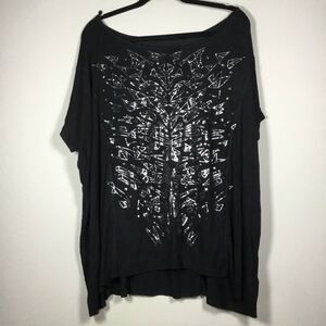 Tokyo darling big slouchy oversized lagenlook short sleeve top szS silver detail